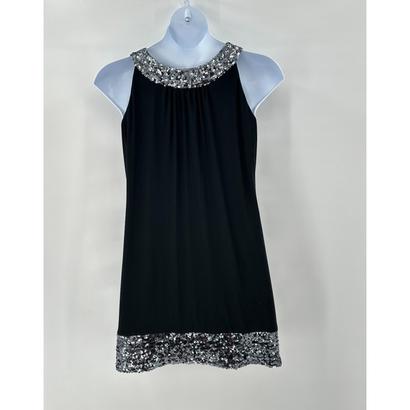 Y2K Scarlett Nite Sequin Cocktail Mini Dress Black Silver Glam Party 12 - Picture 3 of 8